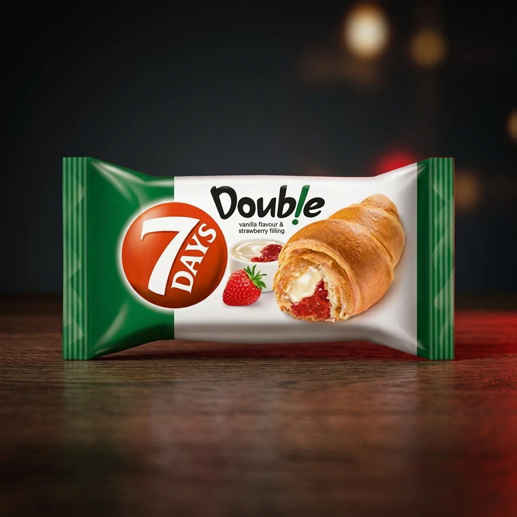 Croissant 7Days Double Vanilie și Căpșuni 80g