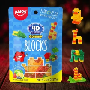 Amos Jeleuri 4D Blocks 62g - Distracție și Dulciuri