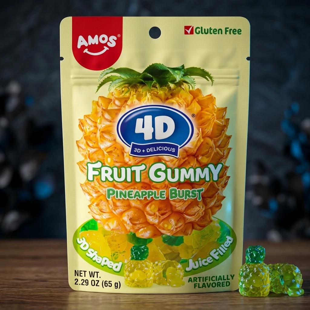 Amos Jeleuri 4D Burst Ananas 65g - Dulciuri Delicioase