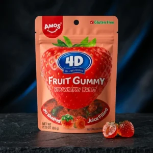 Amos Jeleuri 4D Burst Capsune 65g - Dulciuri Delicioase