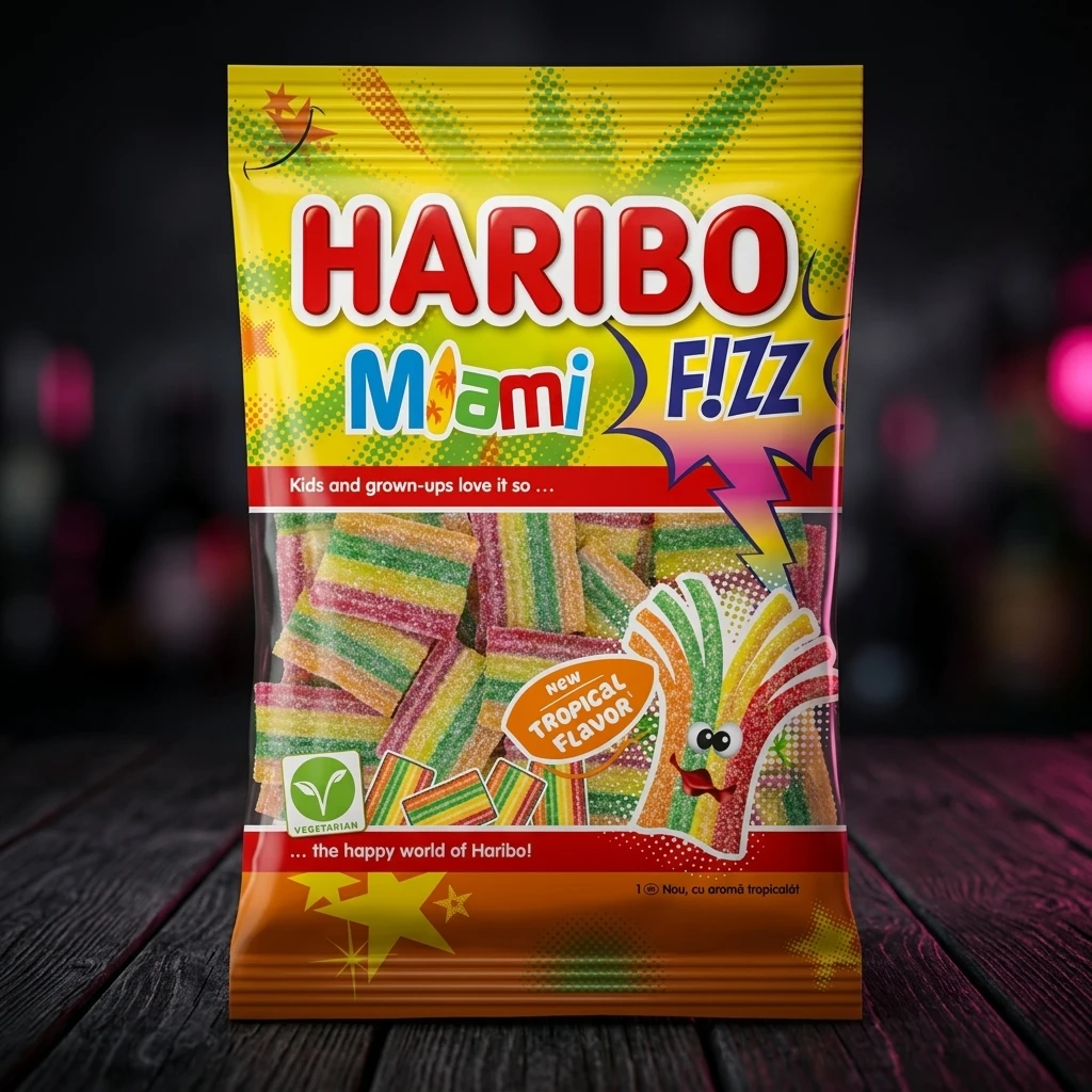 Haribo Fizz Miami 85g - Jeleuri Acrișoare Tropicale