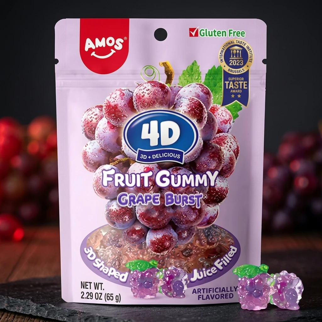 Amos Jeleuri 4D Struguri 65g - Dulciuri Gummy Delicioase